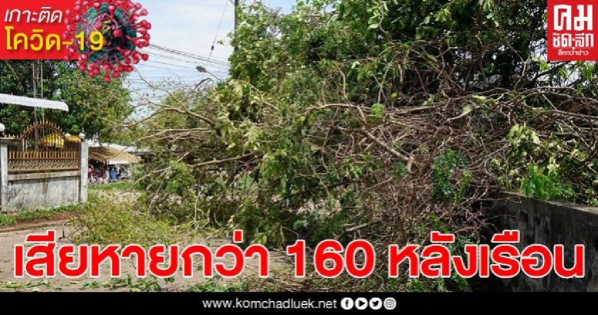 พายุถล่ม อำนาจเจริญ อ่วมทั้งเมือง บ้านเรือน ปชช.พังเสียหายกว่า 160 หลังเรือน แม่วัวถูกฟ้าผ่าดับคาที่
