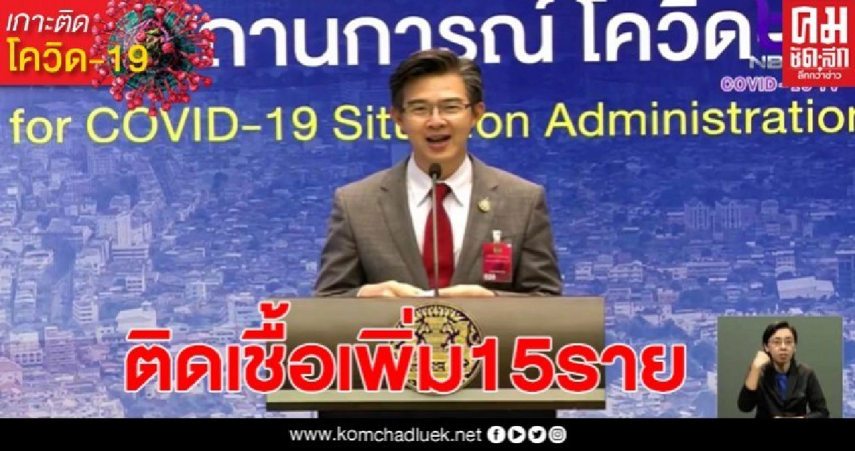 ด่วน ไทยติดเชื้อเพิ่ม 15 ราย ผู้ป่วยสะสม 2,922 ราย ด่วน ไทยติดเชื้อเพิ่ม 15 ราย ผู้ป่วยสะสม 2,922 ราย