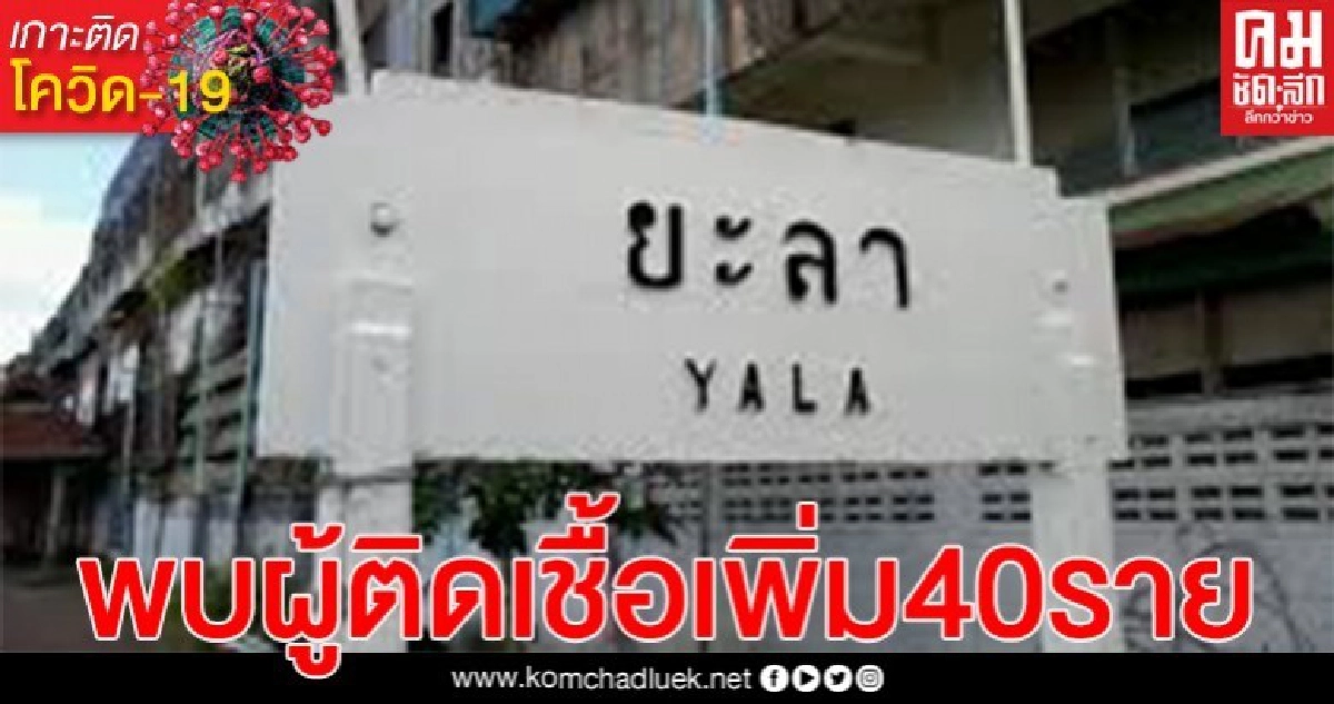 ด่วน..จ.ยะลา ตรวจพบผู้ติดเชื้อโควิดเพิ่ม 40 ราย เตรียมแถลงยืนยัน