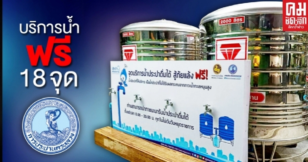 กปน.แจ้งยังเปิดจุด ให้บริการน้ำประปาดื่มได้ฟรี