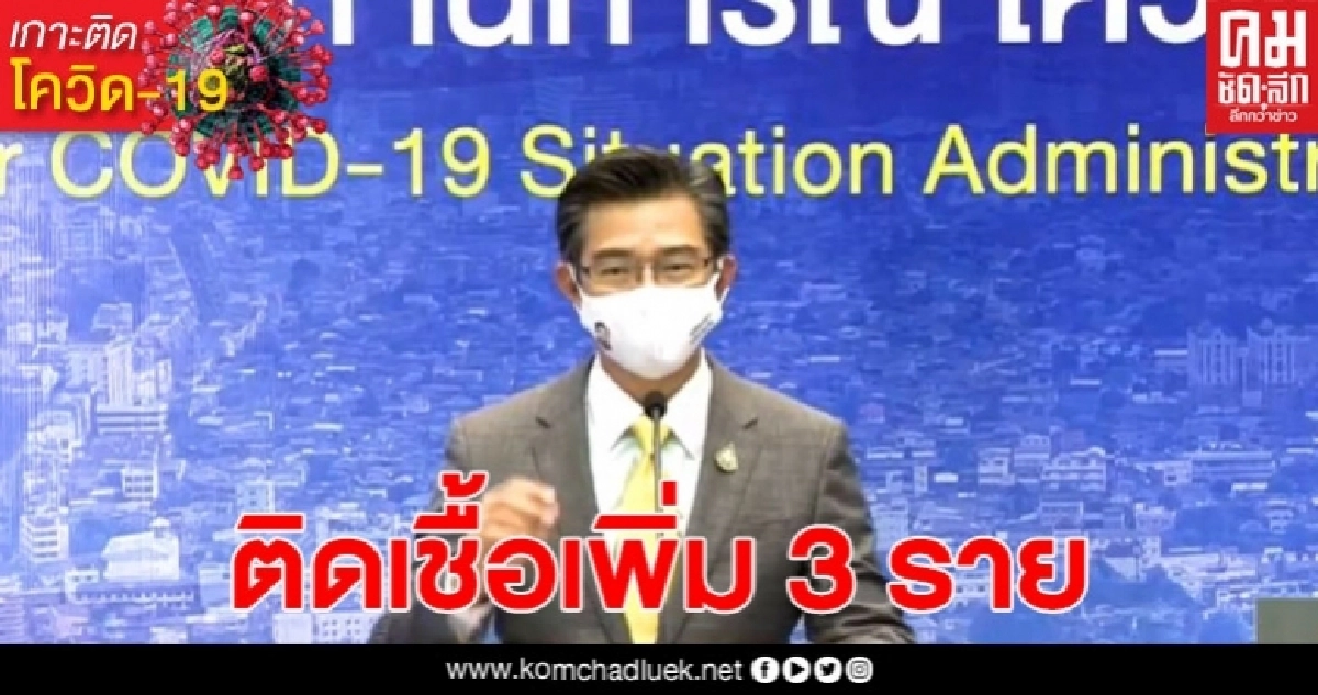 ด่วน ศบค.แถลง ติดเชื้อเพิ่ม 3 ราย ติดเชื้อสะสมรวม 3,028 ราย ด่วน ศบค.แถลง ติดเชื้อเพิ่ม 3 ราย ติดเชื้อสะสมรวม 3,028 ราย