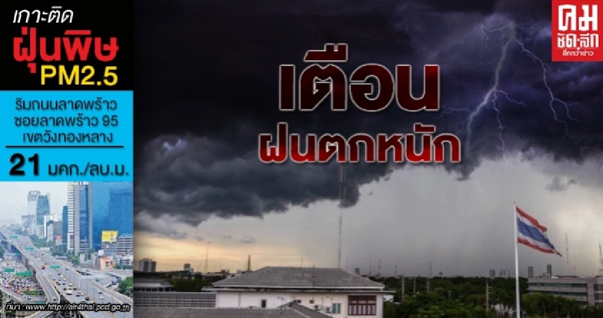 กรมอุตุฯ เตือน 57 จังหวัด มีฝนตกหนัก กทม.โดนด้วย