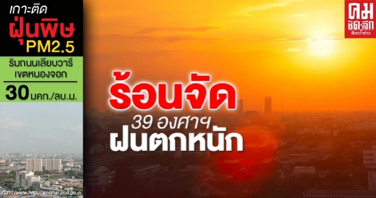 สูงสุด 39 องศาฯ อุตุฯ เตือนระวังอันตราย ฝนฟ้าคะนอง - ตกหนักสะสม สูงสุด 39 องศาฯ อุตุฯ เตือนระวังอันตราย ฝนฟ้าคะนอง - ตกหนักสะสม
