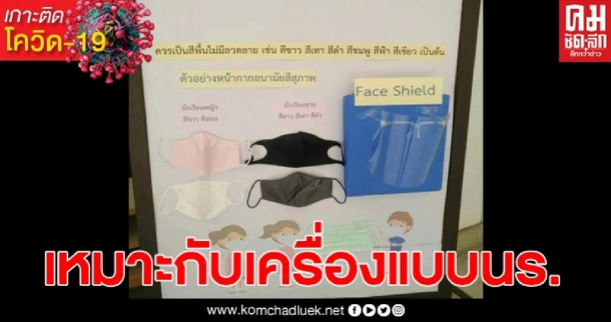 ผู้ปกครองถึงกับงง โรงเรียนจัดระเบียบการใส่หน้ากากอนามัยให้เหมาะกับชุดนร. ผู้ปกครองถึงกับงง โรงเรียนจัดระเบียบการใส่หน้ากากอนามัยให้เหมาะกับชุดนร.