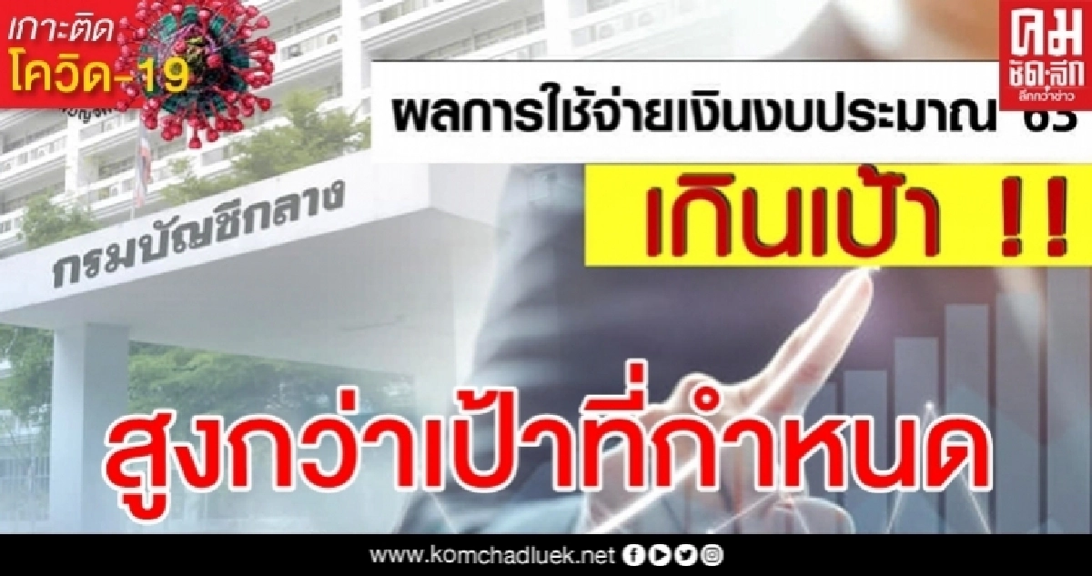 กรมบัญชีกลาง เผยผลการใช้จ่ายเงินงบประมาณฯ สิ้น พ.ค.63 เกินเป้า กรมบัญชีกลาง เผยผลการใช้จ่ายเงินงบประมาณฯ สิ้น พ.ค.63 เกินเป้า