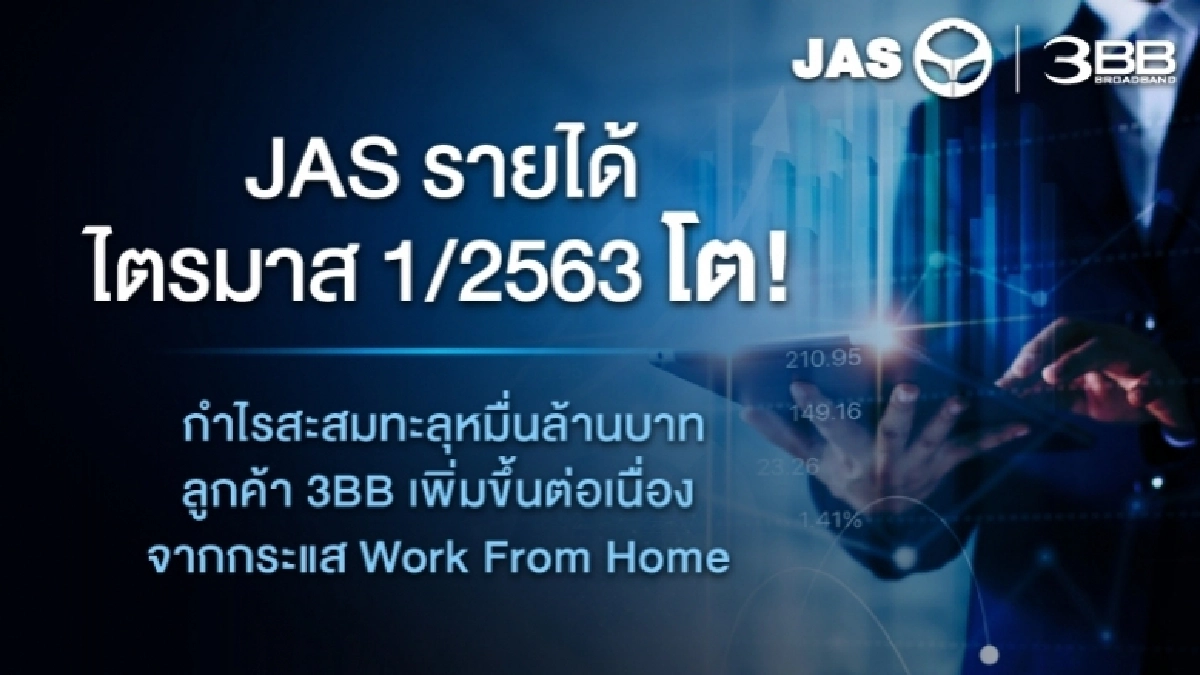 JAS รายได้ไตรมาส 1/2563 โต ! JAS รายได้ไตรมาส 1/2563 โต !