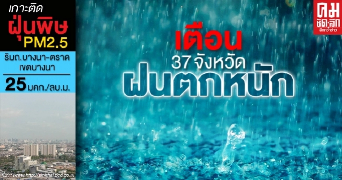 กรมอุตุเตือน 37 จังหวัด ระวังฝนตกหนัก กทม.ฝนตกร้อยละ 60 ของพื้นที่ กรมอุตุเตือน 37 จังหวัด ระวังฝนตกหนัก กทม.ฝนตกร้อยละ 60 ของพื้นที่