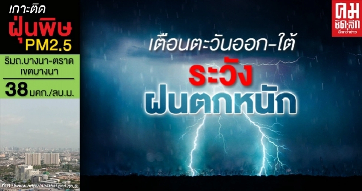 กรมอุตุเตือน ภาคตะวันออก-ใต้ฝั่งตะวันตก ระวังฝนตกหนัก กทม.ฝนตกหนักร้อยละ 60 ของพื้นที่ กรมอุตุเตือน ภาคตะวันออก-ใต้ฝั่งตะวันตก ระวังฝนตกหนัก กทม.ฝนตกหนักร้อยละ 60 ของพื้นที่