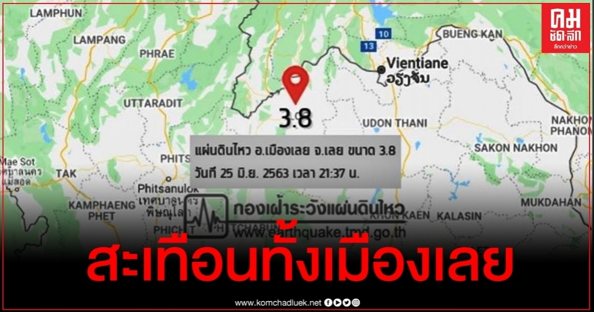 ด่วน แผ่นดินไหวขนาด 3.8 ที่จังหวัดเลย ด่วน แผ่นดินไหวขนาด 3.8 ที่จังหวัดเลย