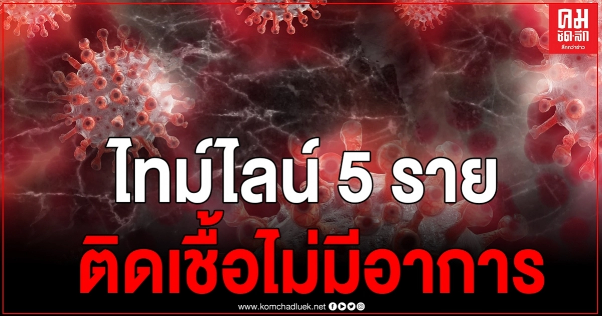 เปิดไทม์ไลน์ผู้ติดเชื้อโควิด 5 ราย ประกอบอาชีพแตกต่างกัน น่าเป็นห่วงมาก ตรวจเจอเชื้อแบบไม่มีอาการทั้งสิ้น เปิดไทม์ไลน์ผู้ติดเชื้อโควิด 5 ราย ประกอบอาชีพแตกต่างกัน น่าเป็นห่วงมาก ตรวจเจอเชื้อแบบไม่มีอาการทั้งสิ้น
