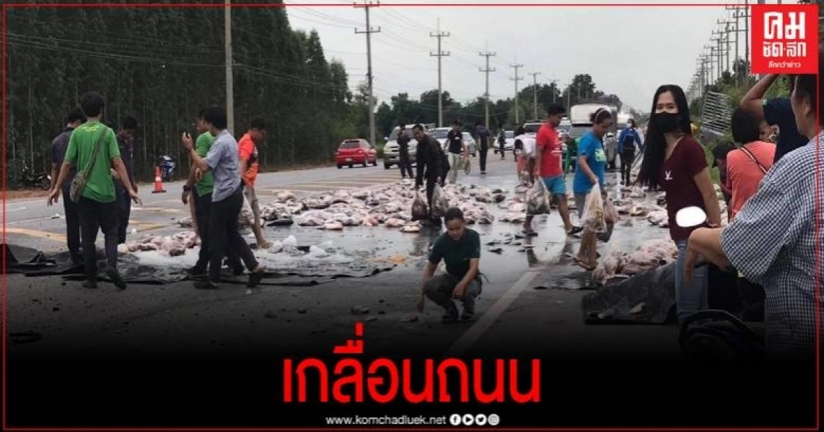 เปิดภาพวินาที กระบะเสียหลักพลิกคว่ำ เทกระจาดปลาเกลื่อนถนน เปิดภาพวินาที กระบะเสียหลักพลิกคว่ำ เทกระจาดปลาเกลื่อนถนน