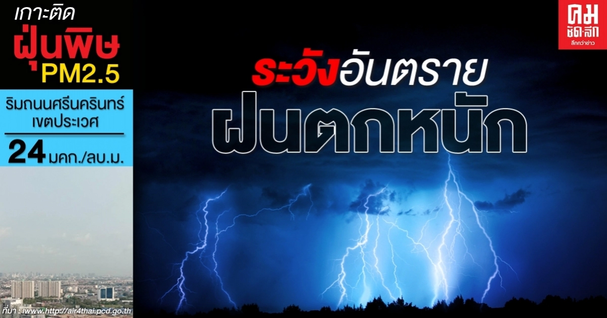 พยากรณ์อากาศวันนี้ ฝนฟ้าคะนอง ร้อยละ 60 เตือนระวังอันตรายฝนตกหนักสะสม พยากรณ์อากาศวันนี้ ฝนฟ้าคะนอง ร้อยละ 60 เตือนระวังอันตรายฝนตกหนักสะสม