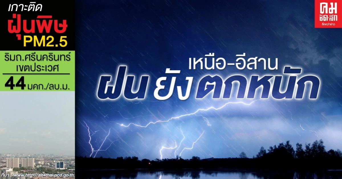 กรมอุตุฯเตือน 10 จังหวัด เหนือ-อีสาน ฝนยังคงตกหนักร้อยละ 60 ของพื้นที่ กรมอุตุฯเตือน 10 จังหวัด เหนือ-อีสาน ฝนยังคงตกหนักร้อยละ 60 ของพื้นที่