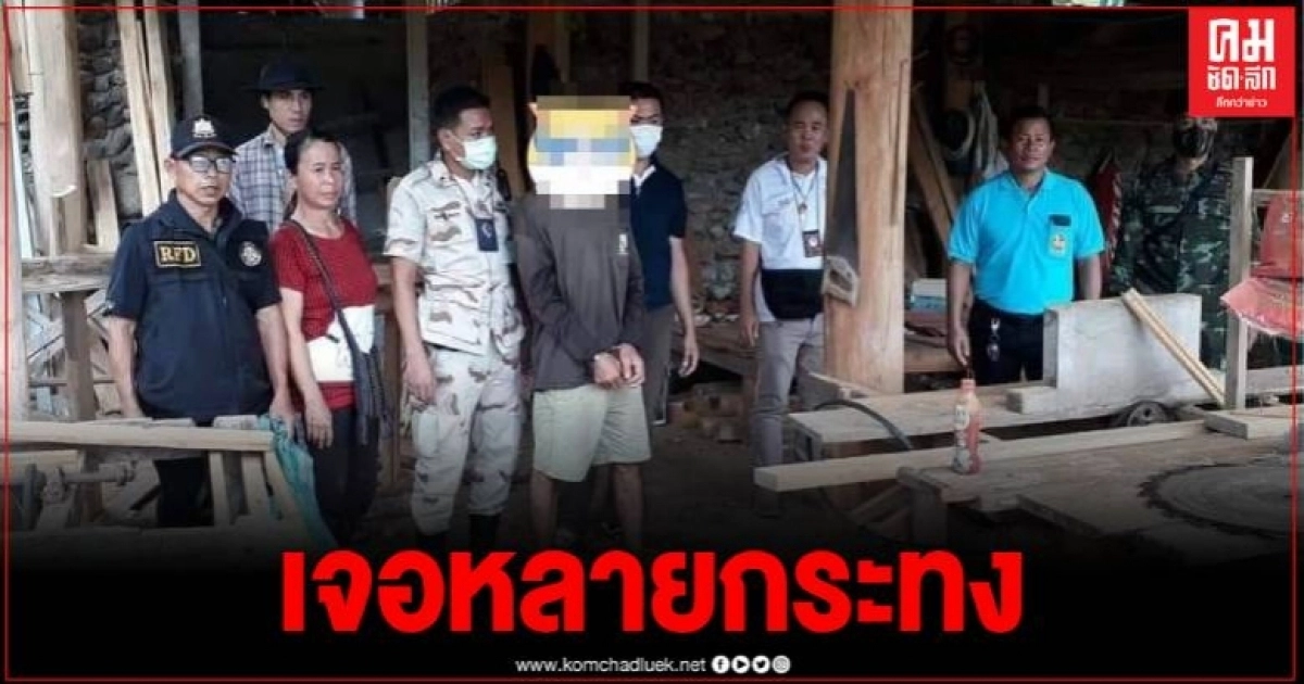 จนท.สนธิกำลังบุกตรวจค้นโรงงานแปรรูปไม้เถื่อน แถมพ่วงอีกหลายกระทง