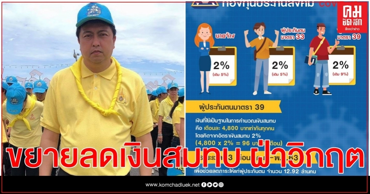 รมว. แรงงาน แจง มติ ครม. ขยายลดเงินสมทบผู้ประกันตนเหลือ 2 %ช่วยนายจ้างลูกจ้างฝ่าวิกฤตไปด้วยกัน รมว. แรงงาน แจง มติ ครม. ขยายลดเงินสมทบผู้ประกันตนเหลือ 2 %ช่วยนายจ้างลูกจ้างฝ่าวิกฤตไปด้วยกัน