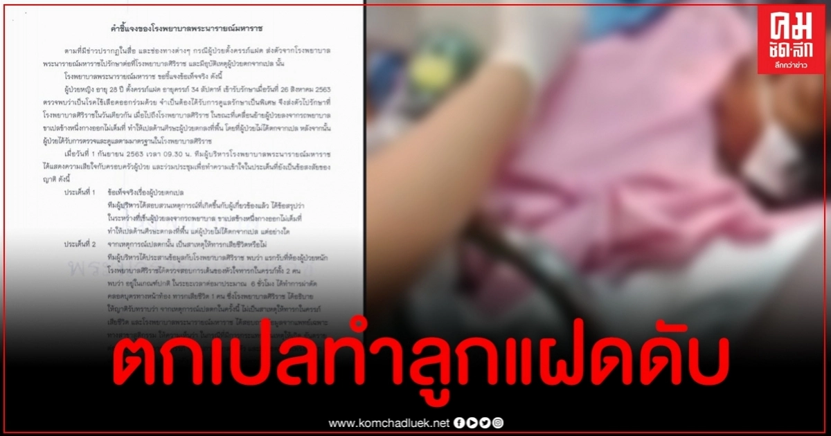 ปมร้อนสาวท้องตกเปลทำลูกแฝดดับ 1 แม่สมองบวม ล่าสุด รพ.พระนารายณ์ฯโร่ชี้แจง ปมร้อนสาวท้องตกเปลทำลูกแฝดดับ 1 แม่สมองบวม ล่าสุด รพ.พระนารายณ์ฯโร่ชี้แจง