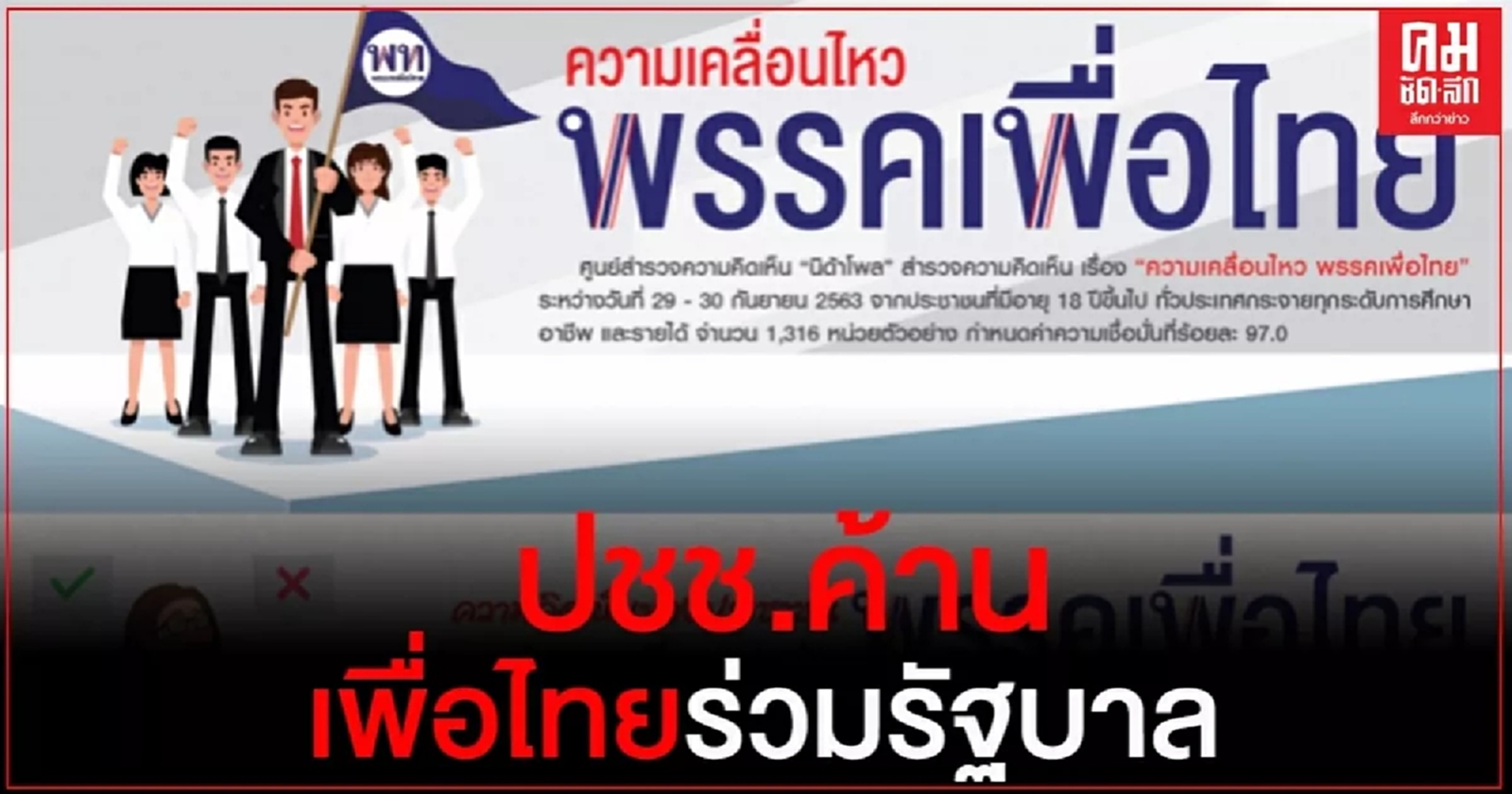 นิด้าโพล เผยผลสำรวจ "ความเคลื่อนไหว พรรคเพื่อไทย"ถูกประชาชนค้านร่วมรัฐบาล