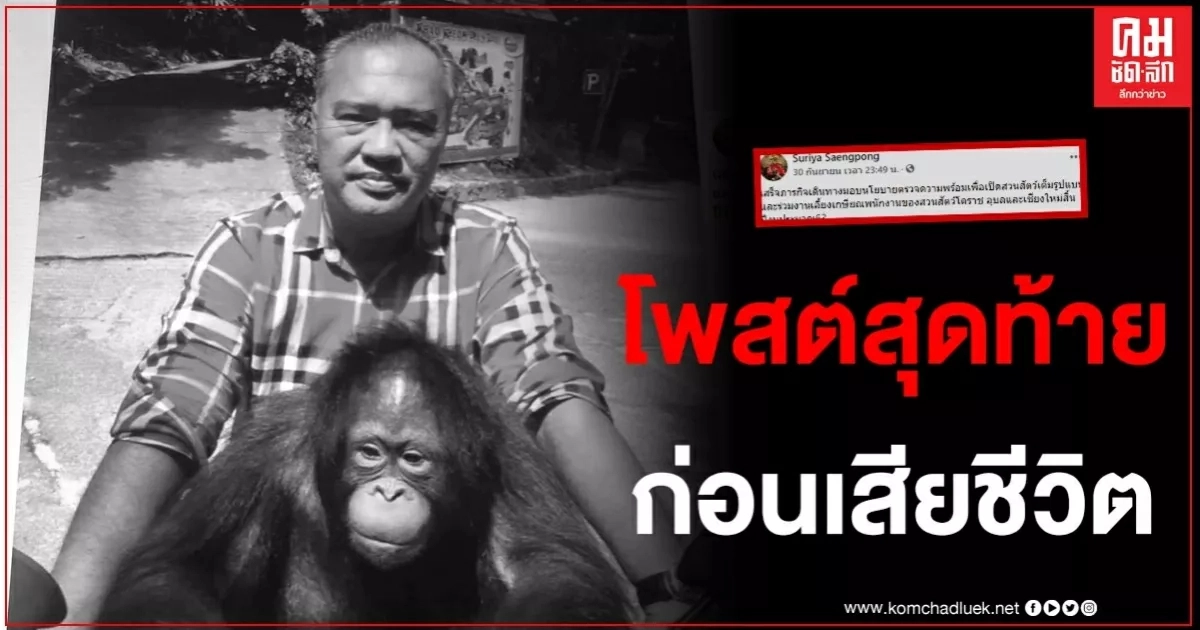 เปิดโพสต์สุดท้าย "ผอ.องค์การสวนสัตว์ฯ" โพสต์ล่วงหน้าเพียง 3 วัน ก่อนถูกยิงเสียชีวิต เปิดโพสต์สุดท้าย "ผอ.องค์การสวนสัตว์ฯ" โพสต์ล่วงหน้าเพียง 3 วัน ก่อนถูกยิงเสียชีวิต