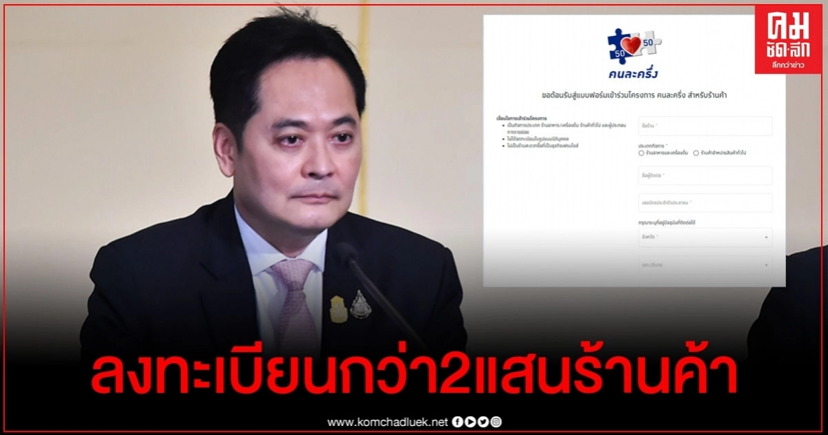 ร้านค้าลงทะเบียนในโครงการ"คนละครึ่ง"แล้วกว่า 2แสนร้านในช่วง 1-6 ต.ค. 63 ร้านค้าลงทะเบียนในโครงการ"คนละครึ่ง"แล้วกว่า 2แสนร้านในช่วง 1-6 ต.ค. 63