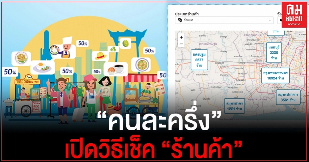 "คนละครึ่ง" เปิดวิธีเช็ครายชื่อ "ร้านค้า" พร้อมขั้นตอนใช้สิทธิ 3,000 บาท "คนละครึ่ง" เปิดวิธีเช็ครายชื่อ "ร้านค้า" พร้อมขั้นตอนใช้สิทธิ 3,000 บาท