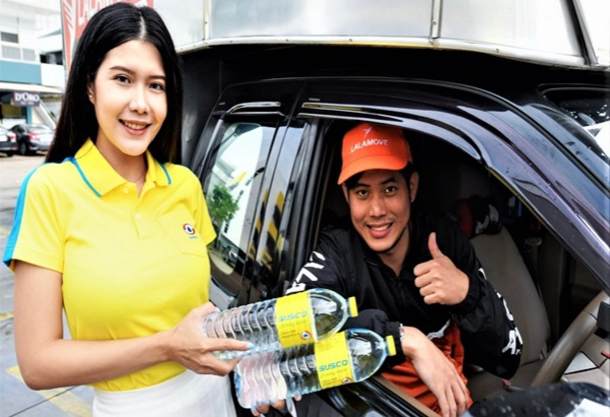 SUSCO มอบสิทธิ์ LALAMOVE DRIVER  เติมน้ำมัน 600 บาท รับน้ำดื่มขวดใหญ่ 1.5 ลิตร