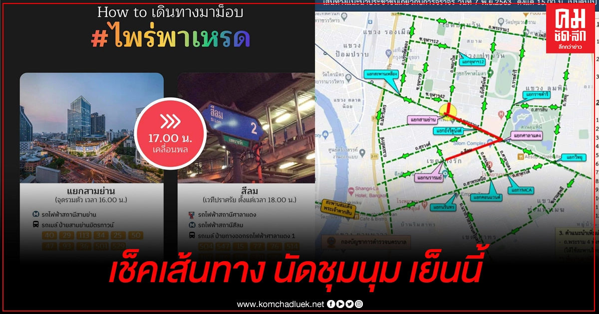 บช.น. แจ้งเลี่ยงเส้นทางบริเวณม็อบชุมนุมแยกสามย่าน วันนี้ 