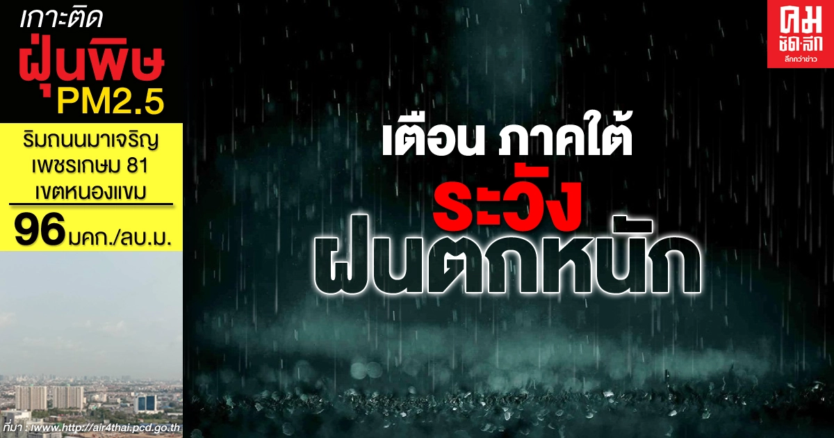 กรมอุตุฯ เตือนภาคใต้ 10 จังหวัด ระวังฝนตกหนัก ลมแรง เหนือ-อีสาน-กลาง อากาศเย็น กรมอุตุฯ เตือนภาคใต้ 10 จังหวัด ระวังฝนตกหนัก ลมแรง เหนือ-อีสาน-กลาง อากาศเย็น