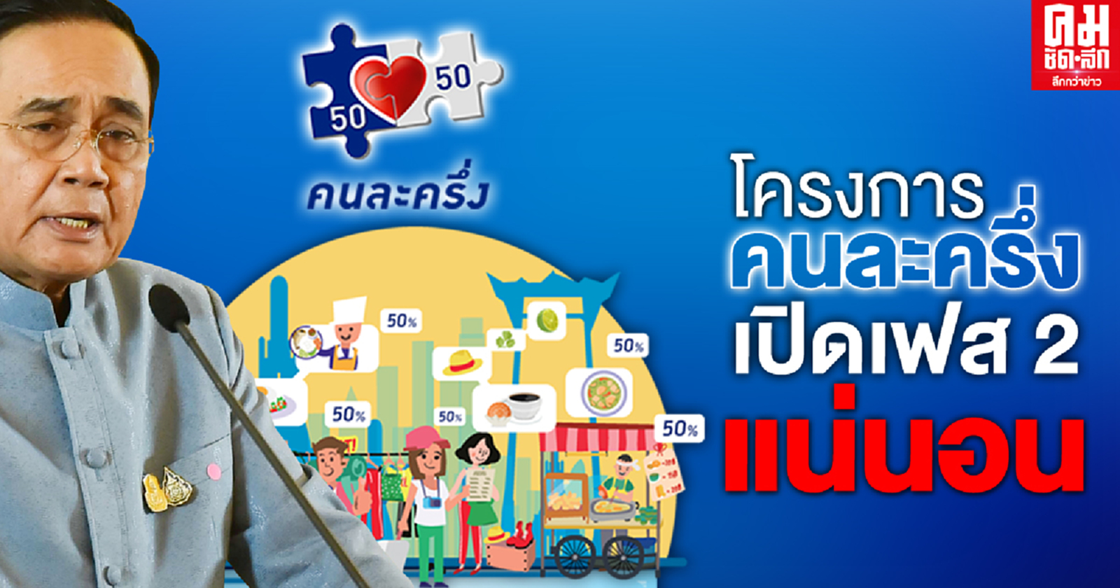 โครงการคนละครึ่ง "นายกฯ" ยันเปิดเฟส 2 แน่นอน 
