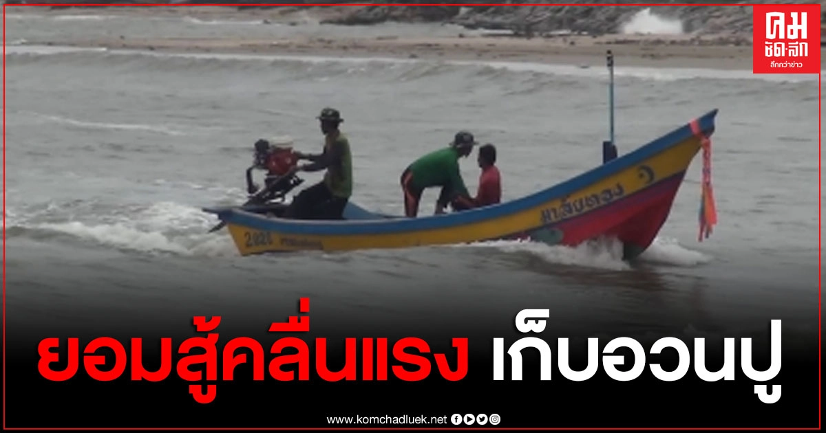 ชาวประมงพื้นบ้านยอมเสี่ยงฝ่าคลื่นสูง เก็บอวนปู กรมอุตุฯ เตือน ภาคใต้ มีฝนคลื่นแรงฉบับ 5