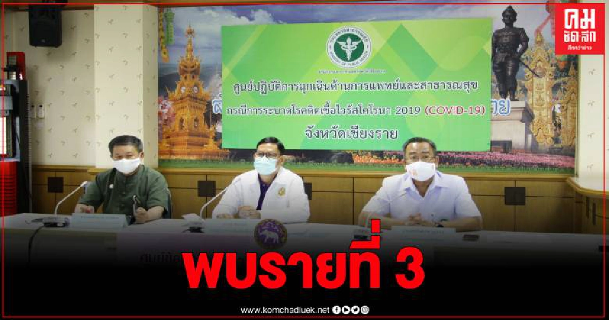 เชียงรายแถลงข่าวพบผู้ป่วยรายที่ 3 ลักลอบมาจากเมียนมา ยืนยันเชียงรายยังคงปลอดภัย เชียงรายแถลงข่าวพบผู้ป่วยรายที่ 3 ลักลอบมาจากเมียนมา ยืนยันเชียงรายยังคงปลอดภัย