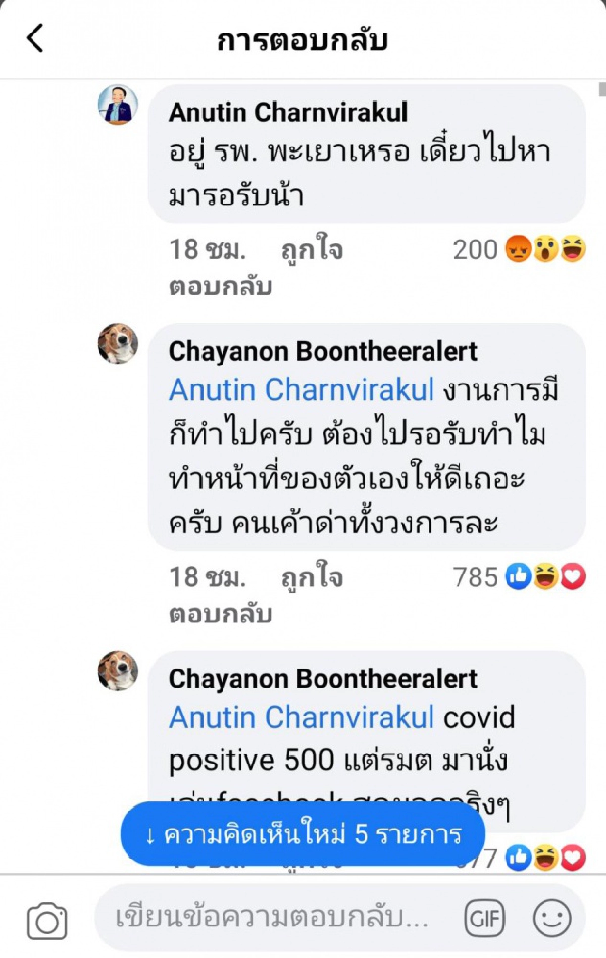 อนุทิน คอมเมนต์เฟซบุ๊กหมอ รพ.พะเยา "หมาไม่เข้าใจคน" บอกเดี๋ยวจะไปหา มารอรับนะ