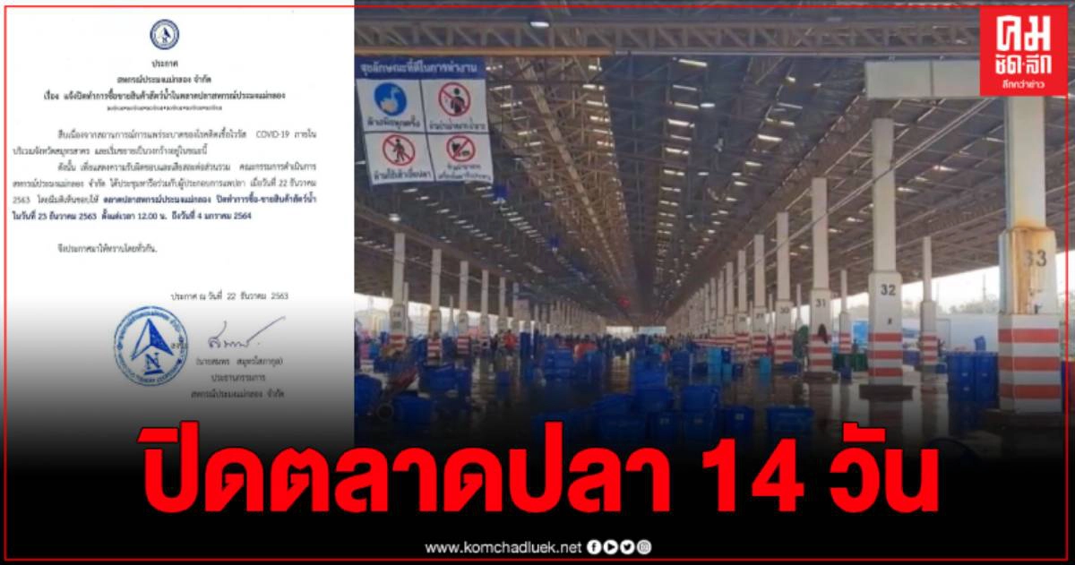 สหกรณ์ประมงแม่กลองจ.สมุทรสงคราม มีมติปิดตลาดปลา 14 วัน สหกรณ์ประมงแม่กลองจ.สมุทรสงคราม มีมติปิดตลาดปลา 14 วัน