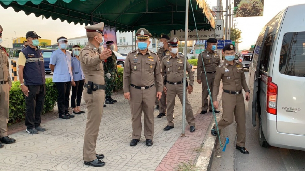 รอง ผบ.ตร บินสำรวจพื้นที่ทางอากาศ​ตลาด​กลางค้ากุ้งสมุทรสาคร​
