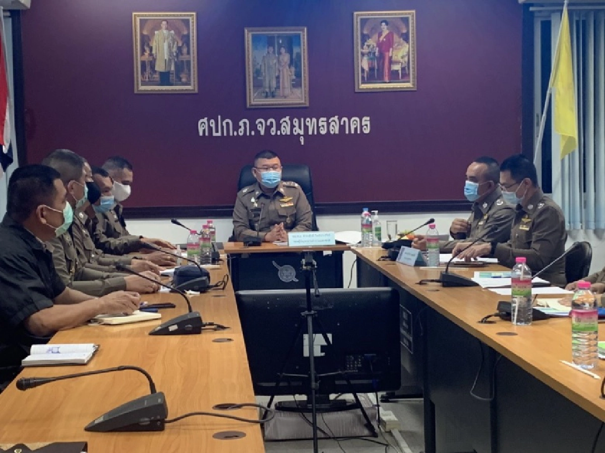 รอง ผบ.ตร บินสำรวจพื้นที่ทางอากาศ​ตลาด​กลางค้ากุ้งสมุทรสาคร​
