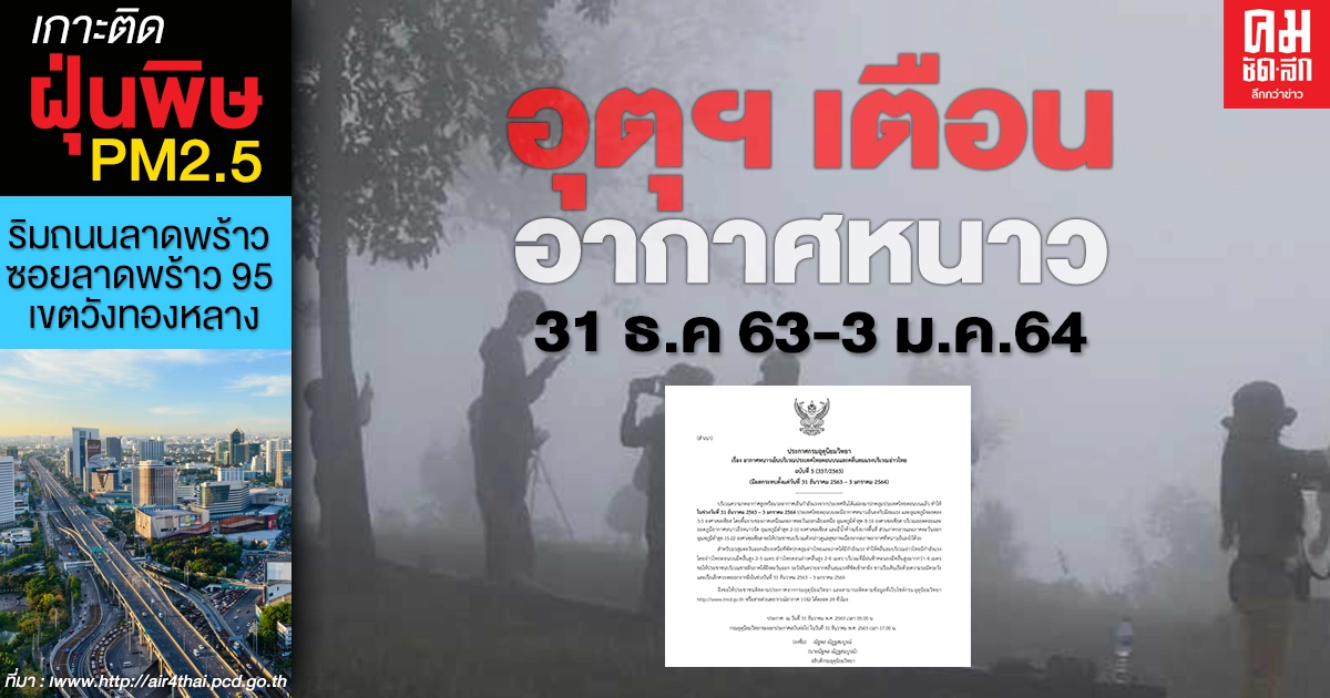 กรมอุตุฯ ประกาศเตือนฉบับ 5 ประเทศไทยเจอ "อากาศหนาว" 31 ธ.ค 63-3 ม.ค.64 กรมอุตุฯ ประกาศเตือนฉบับ 5 ประเทศไทยเจอ "อากาศหนาว" 31 ธ.ค 63-3 ม.ค.64