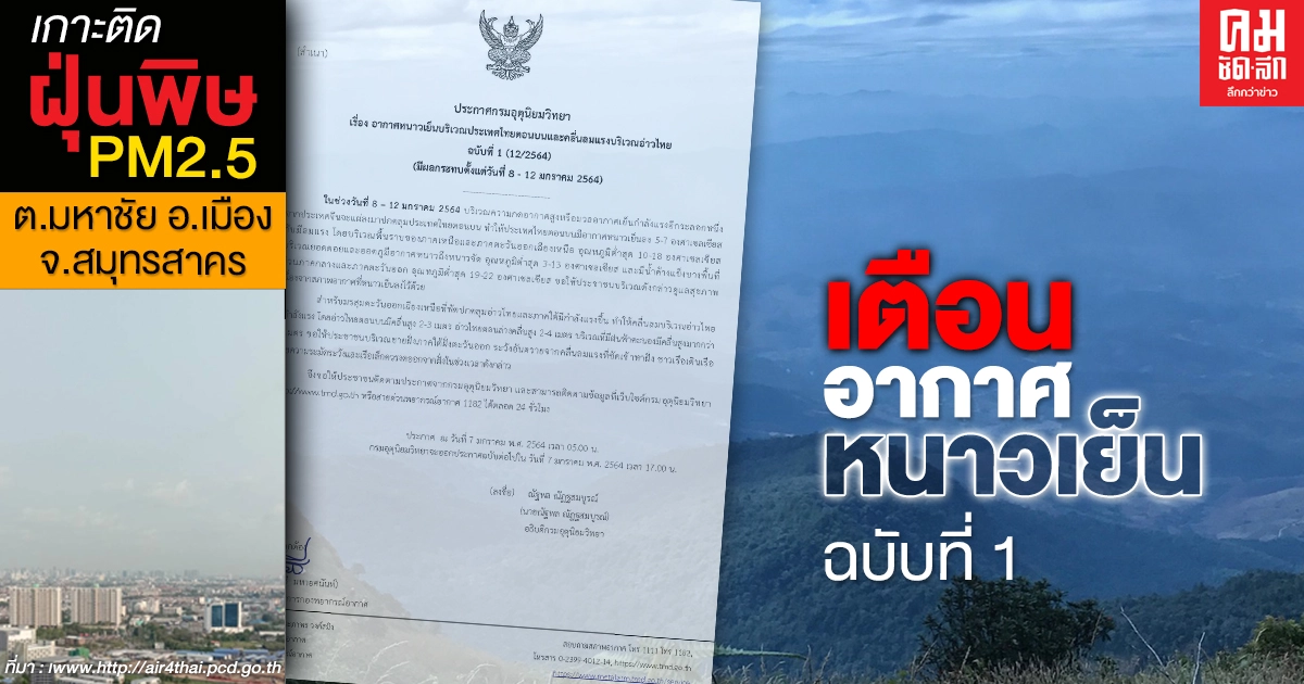 กรมอุตุนิยมวิทยา เตือนอากาศหนาวเย็นอีกระลอกมีผล 8-12 ม.ค.2564 กรมอุตุนิยมวิทยา เตือนอากาศหนาวเย็นอีกระลอกมีผล 8-12 ม.ค.2564