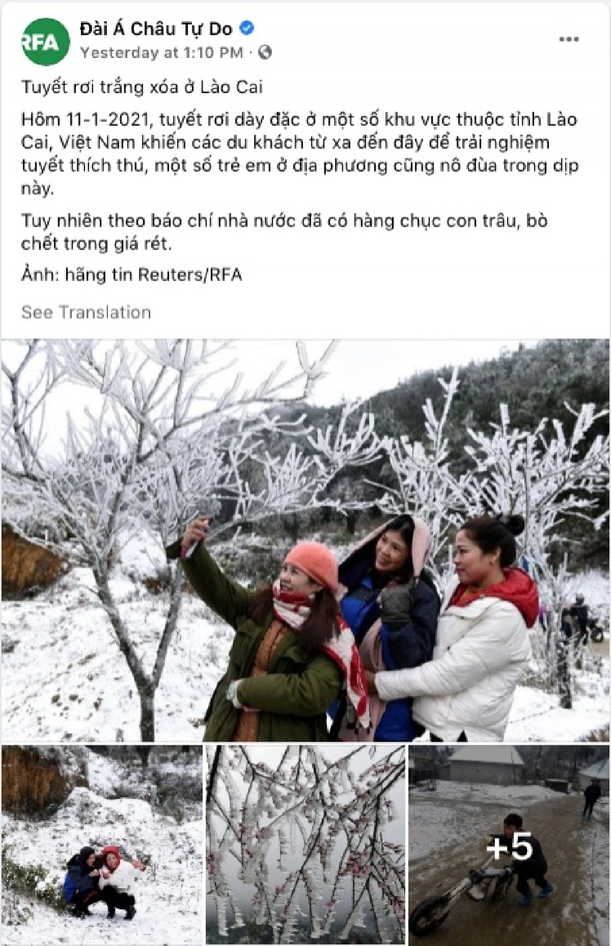 เปิดภาพ ลาว-เวียดนาม หิมะตก อากาศหนาวจัด