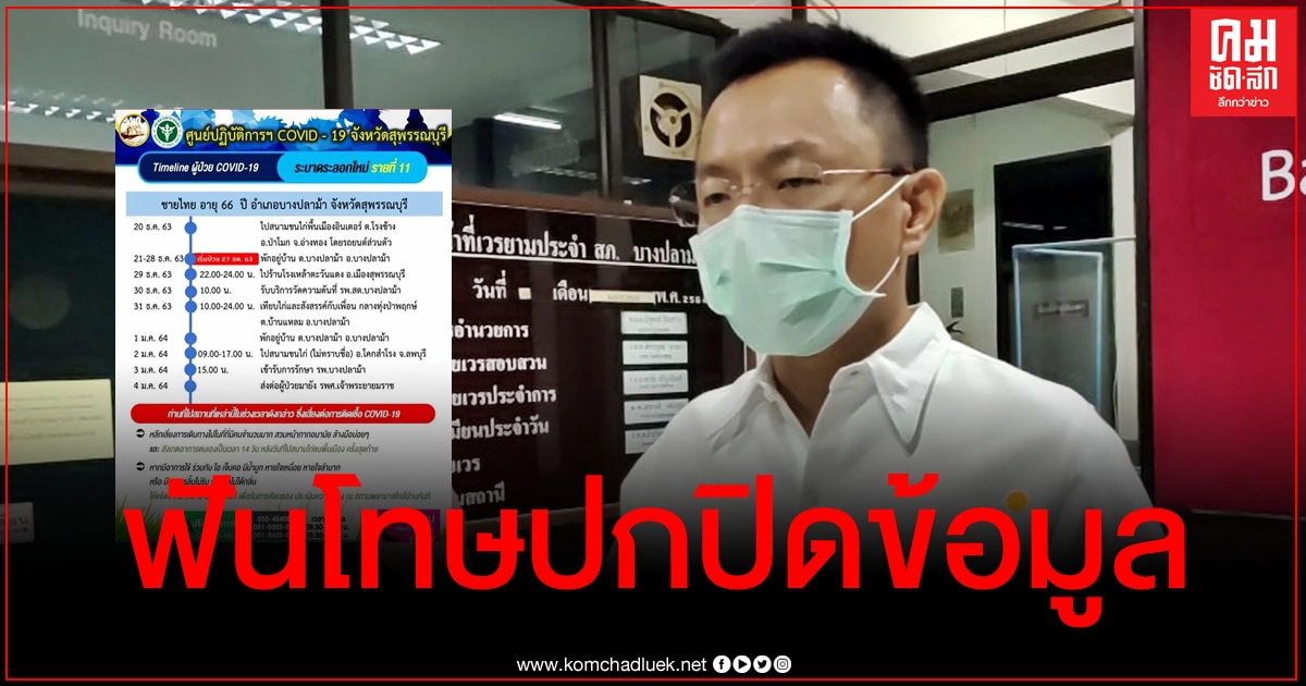 เอาจริง ผู้ว่าสุพรรณฯสั่งดำเนินคดีผู้ป่วยโควิด รายที่ 11 ปกปิดข้อมูล