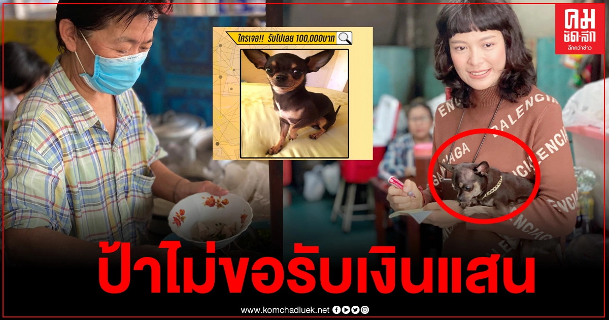 ป้าร้านก๋วยเตี๋ยว เก็บสุนัขได้ ปฎิเสธรับเงินแสน หลังเจ้าของประกาศตามหา ใครเจอให้ 1 แสนบาท  