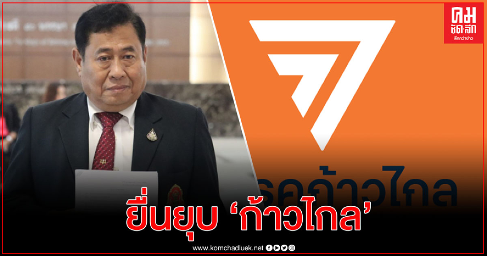 "ณฐพร" ยื่นคำร้องยุบพรรคก้าวไกล