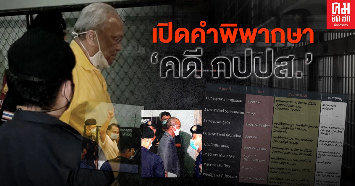 ดูกันชัดๆ...เปิดคำพิพากษา 39 จำเลย คดี กปปส. ตอบโจทย์รับโทษไม่เท่ากัน ดูกันชัดๆ...เปิดคำพิพากษา 39 จำเลย คดี กปปส. ตอบโจทย์รับโทษไม่เท่ากัน