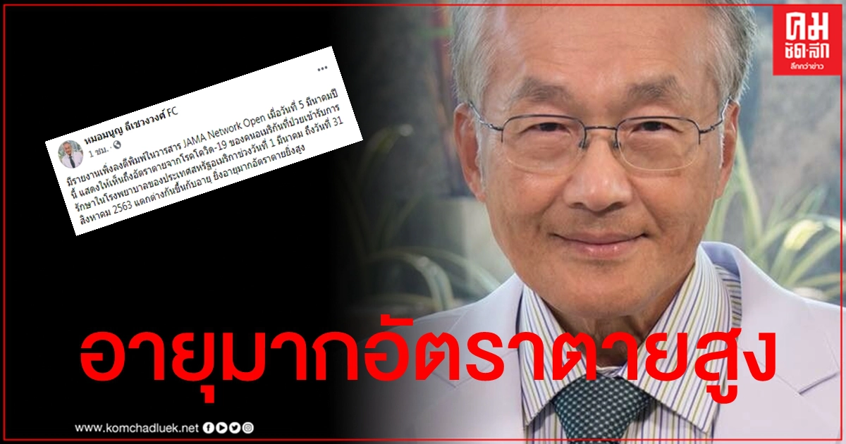 แตกต่างกัน "หมอมนูญ" ชี้คนอายุมากเสี่ยงสูงตายจากโรคโควิด-19 แตกต่างกัน "หมอมนูญ" ชี้คนอายุมากเสี่ยงสูงตายจากโรคโควิด-19