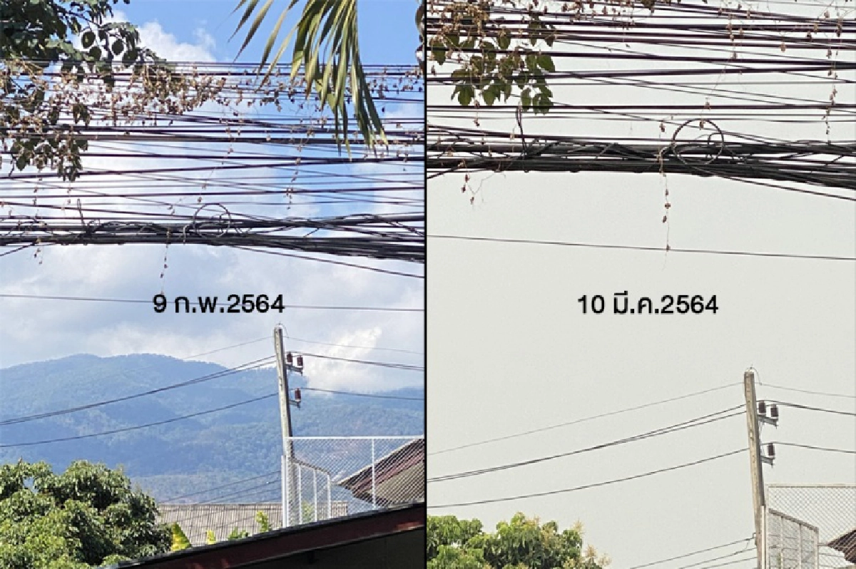 เชียงใหม่อากาศสุดแย่ เปิดภาพถ่ายที่เดียวกันช่วงเวลาห่างกันแค่ 1 เดือน ดอยสุเทพหายไปเลย