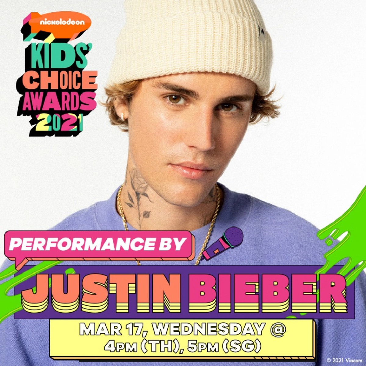 "จัสติน บีเบอร์" พร้อมโชว์ใน NICKELODEON'S KIDS' CHOICE AWARDS 2021