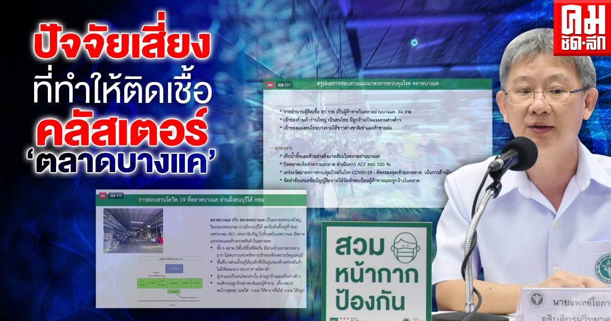 สธ.แถลงคลัสเตอร์ "ตลาดบางแค" ติดเชื้อ 85 ราย เผยปัจจัยเสี่ยงที่ทำให้ติดเชื้อ