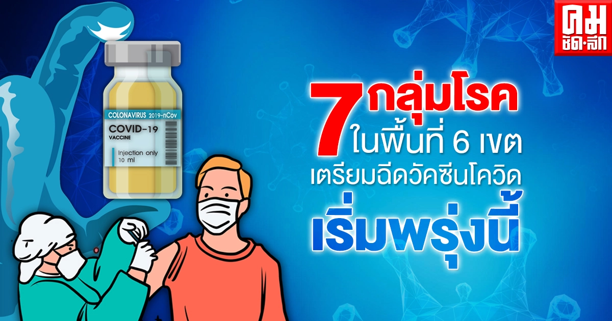 กทม.เตรียมฉีดวัคซีนโควิด แก่ประชาชน 7 กลุ่มโรค ในพื้นที่ 6 เขต เริ่มพรุ่งนี้วันแรก กทม.เตรียมฉีดวัคซีนโควิด แก่ประชาชน 7 กลุ่มโรค ในพื้นที่ 6 เขต เริ่มพรุ่งนี้วันแรก