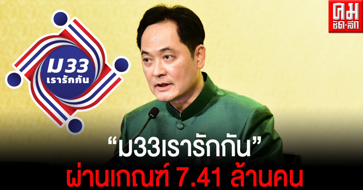 โฆษกรัฐบาล เผยยอดตัวเลข "ม33เรารักกัน"มีผู้ได้รับสิทธิ์ผ่านเกณฑ์ 7.41 ล้านคน