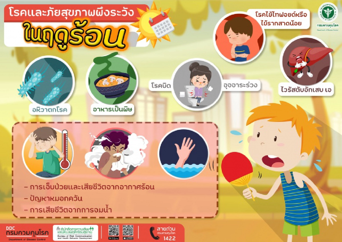 กรมควบคุมโรคเตือน 6 โรค ช่วงหน้าร้อน