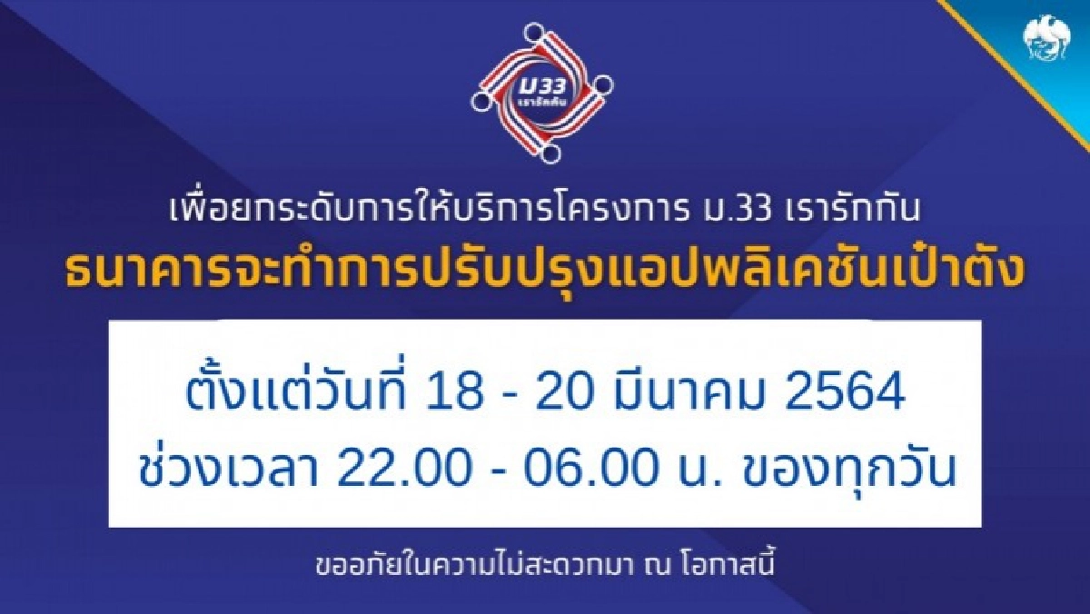 'กรุงไทย' แจ้ง ปรับปรุงแอปฯ 'เป๋าตัง' 2 วันติด