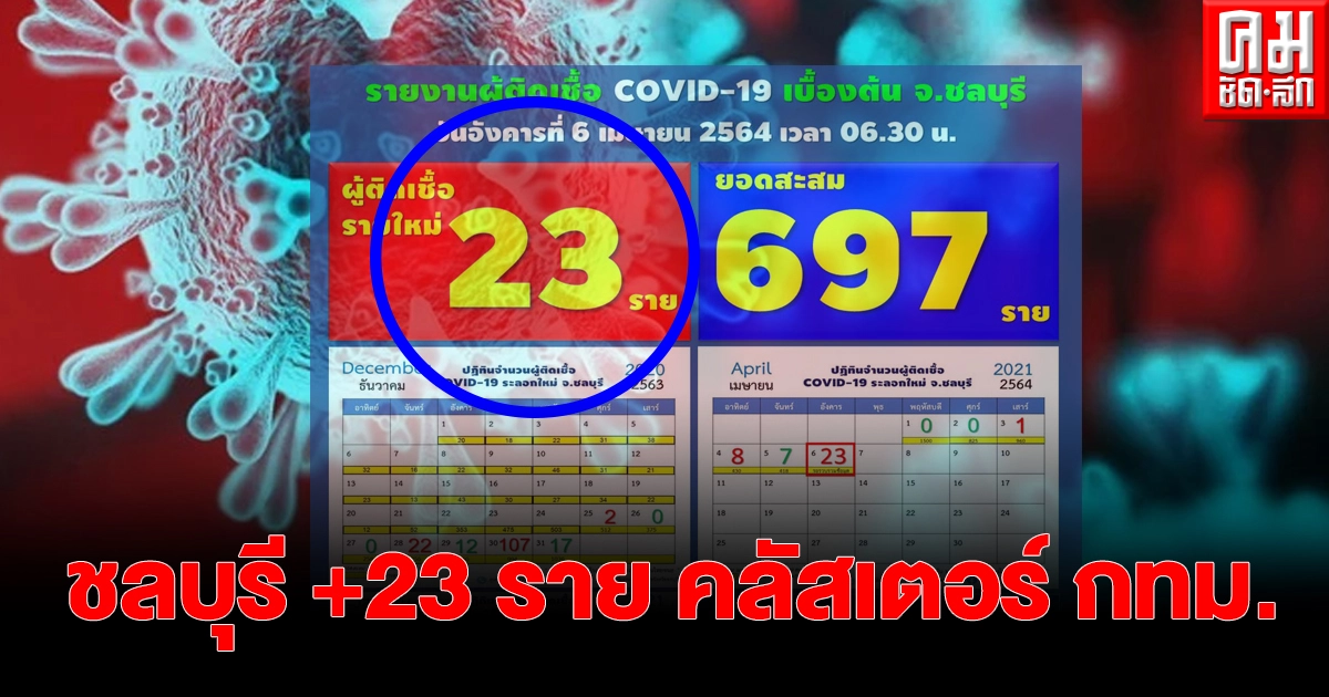 "ชลบุรี" ยอดผู้ติดเชื้อพุ่งไม่หยุด +23 ราย คลัสเตอร์ กทม. "ชลบุรี" ยอดผู้ติดเชื้อพุ่งไม่หยุด +23 ราย คลัสเตอร์ กทม.